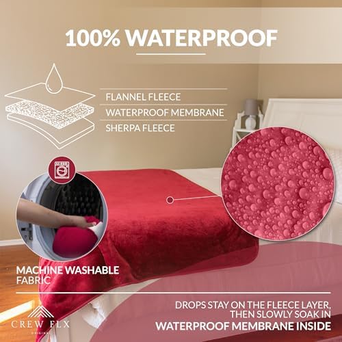 CREW FLX Waterproof King Blanket with Reversible Sherpa - Red