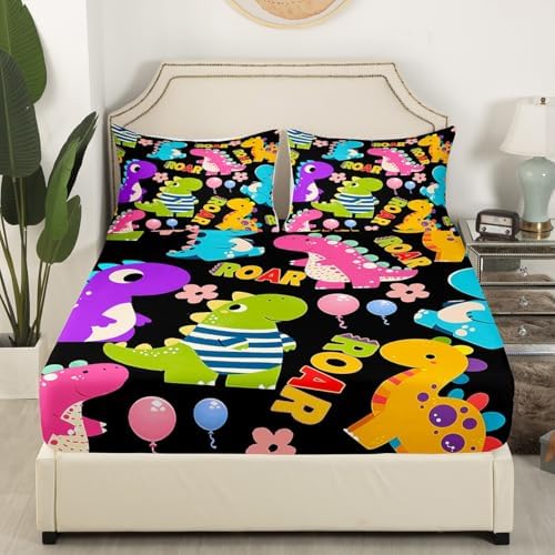 Castle Fairy Kids Dinosaur Bed Sheet Set Twin Size