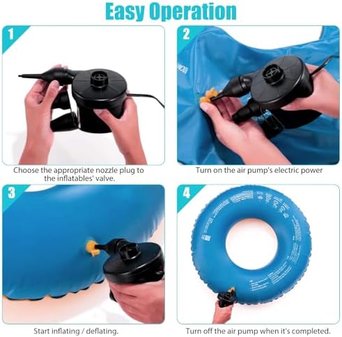 EIHUP Air Pump with 3 Nozzles for Mattress Boat Pool