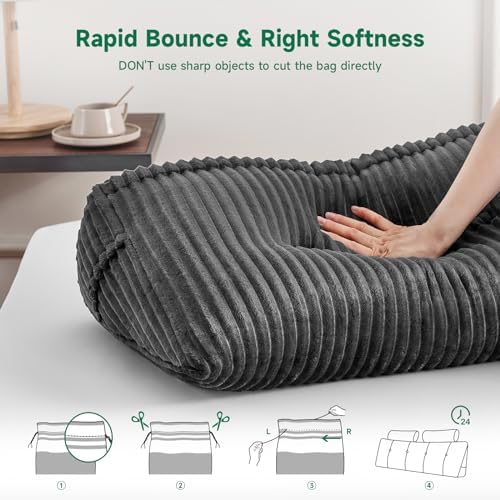 Z-hom Large Wedge Pillow Headboard - Grey