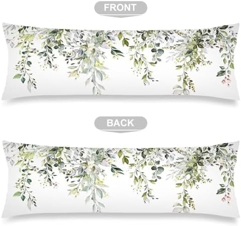 JISMUCI Floral Sage Green Body Pillow Cover 20x54