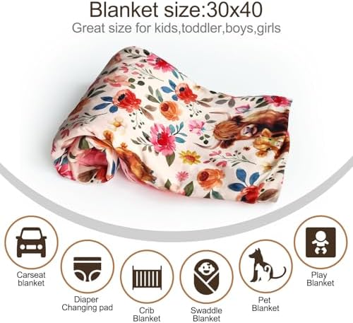 Highland Cow Baby Blanket for Boys and Girls 30x40 Inches