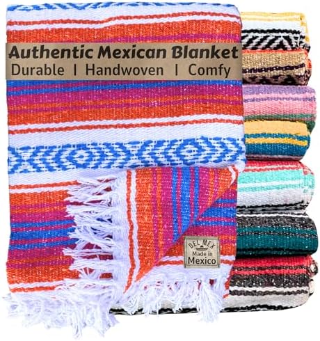 Del Mex Classic Mexican Blanket 70x50 OrangePinkBlue
