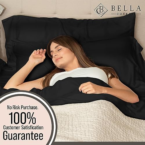 Bella Coterie Luxury Bamboo Viscose Queen Flat Sheet - Black