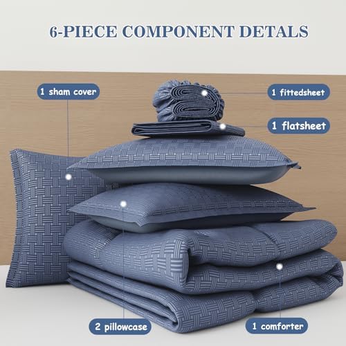 PAJEO Queen Comforter Set 6 Pieces Down Alternative