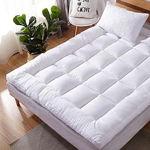 King Quilted Mattress Pad Cover with Cooling Top Deep Pocket White