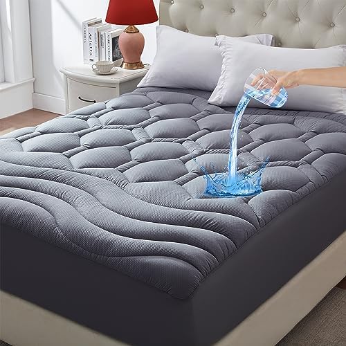 Elven Home Twin Mattress Pad Waterproof with Pillow Top - 39x75 Inch Grey