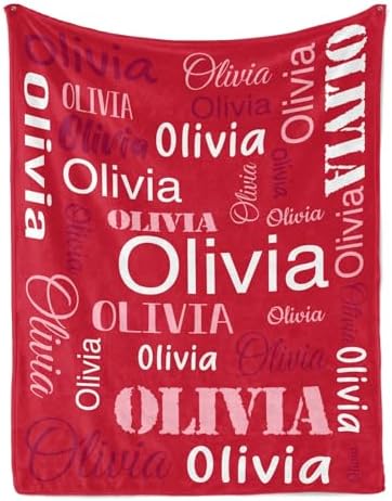 Custom Name Blanket with Personalized Design for Kids and Adults Red
