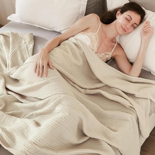 EMME Light Tan Muslin Throw Blanket 50x70
