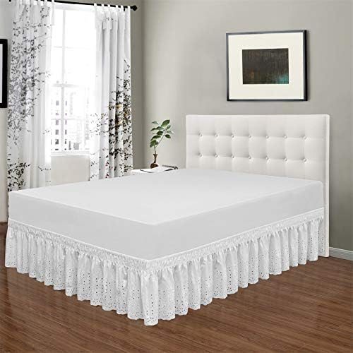 QSY Home Wrap Around Elastic Eyelet Bed Skirts 18 Inches Drop 1