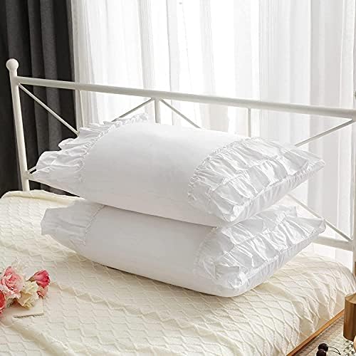 White Ruffled Pillow Shams 2-Pack King Size 20x36