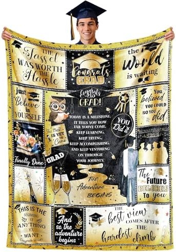 Tranqun Graduation Blanket - Black and Gold