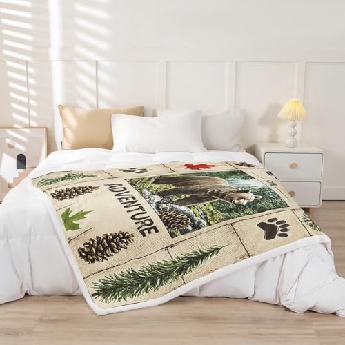 Feelyou Rustic Cabin Fleece Throw Blanket for Bed Sofa