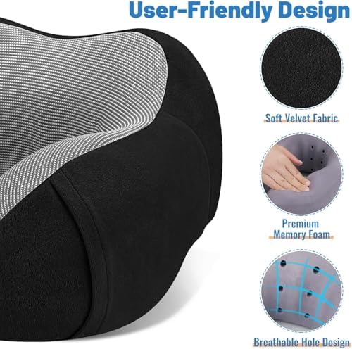 CloudBliss Travel Pillow Memory Foam Adjustable Breathable Neck Support