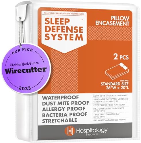 HOSPITOLOGY Pillow Encasement - Waterproof Hypoallergenic Set of 2