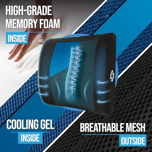 Samsonite Cooling Gel Lumbar Support Pillow for Chair and Car Seat