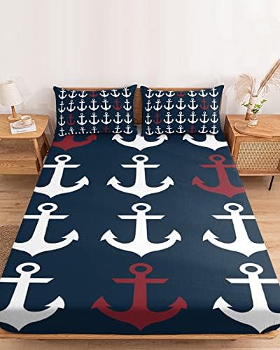 Twin Fitted Sheet Deep Pocket with Elastic Nautical Design