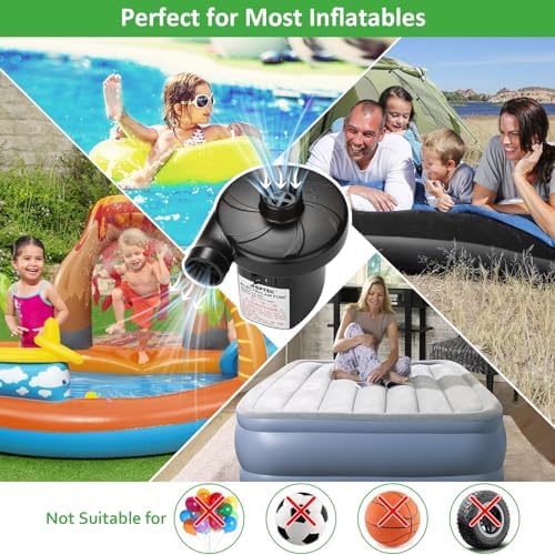 AGPTEK Electric Air Pump with 3 Nozzles and 45kPa Quick-Fill