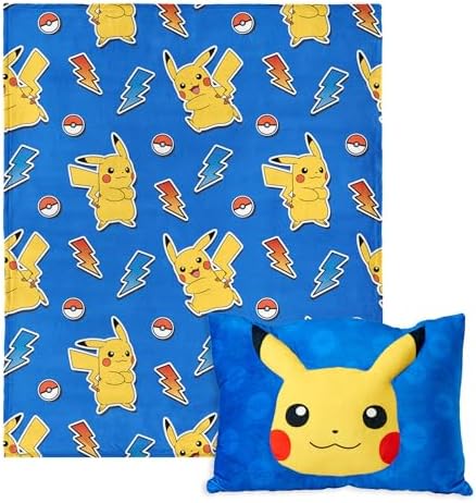 NORTHWEST Pikachu Plush Blanket Set - 50x60 and 14x20