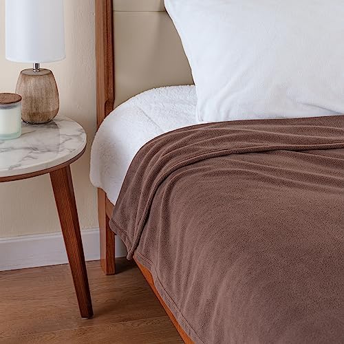 Berkshire Blanket Microfleece Twin Bed Blanket Taupe