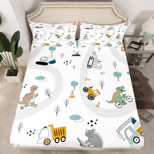 Castle Fairy Cartoon Car Kids Fitted Sheet Set Twin Size
