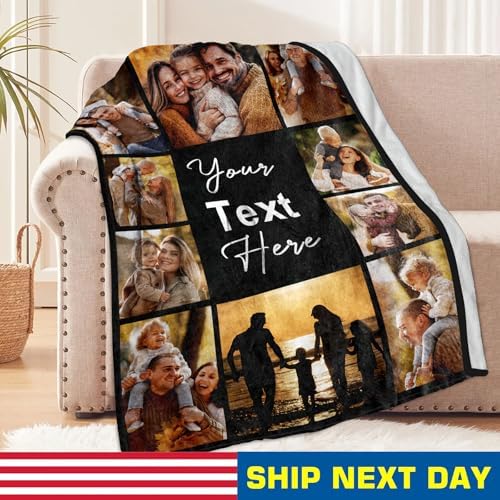 Yofair Custom Photo Blanket for Family Mom Dad Christmas Birthday Gifts
