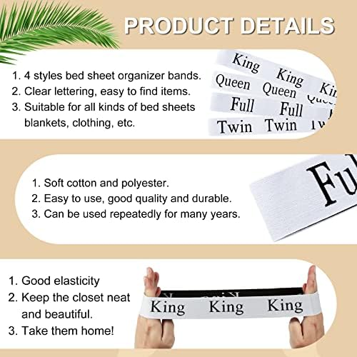 Yesongreat 4 Pcs Elastic Bed Sheet Organizer Bands