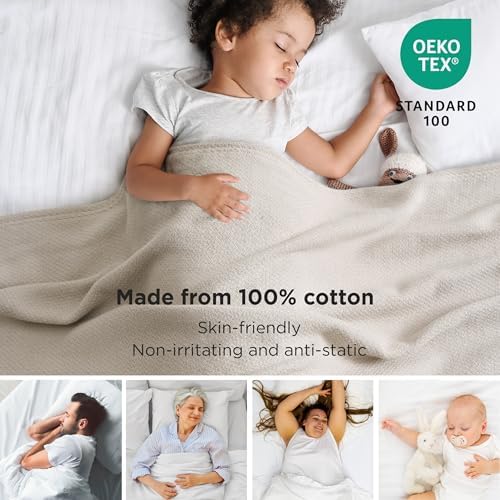 Bedsure Queen Size Cotton Blanket 90x90 Inches