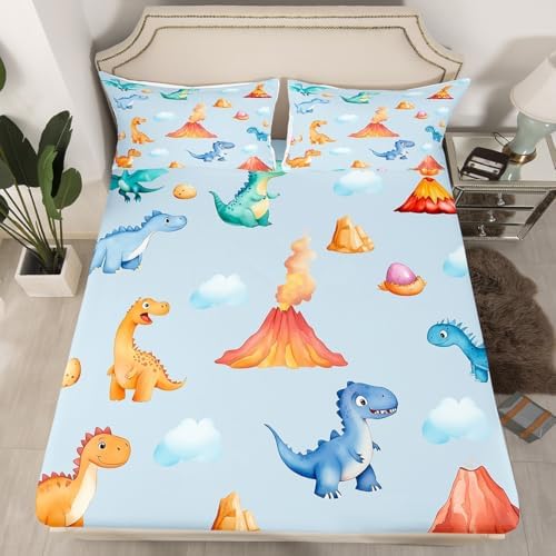 Manfei Cartoon Dinosaur Sheet Set Twin Size Kids