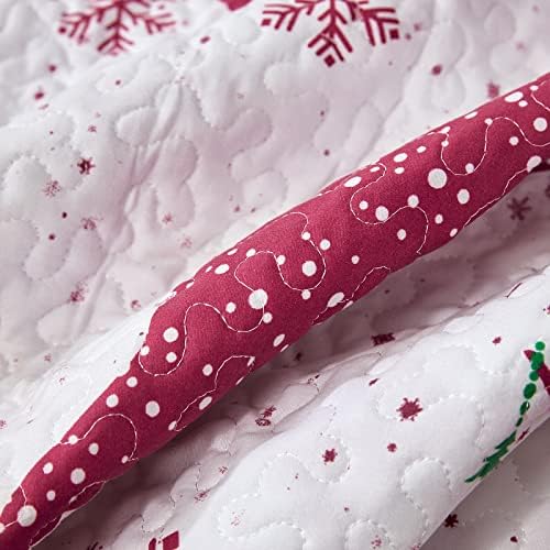Christmas Queen Quilt Set with Reindeer Print and Pillowcases