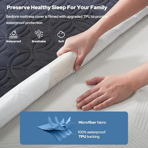 BEDLORE Waterproof Mattress Protector Twin XL Navy Blue 1
