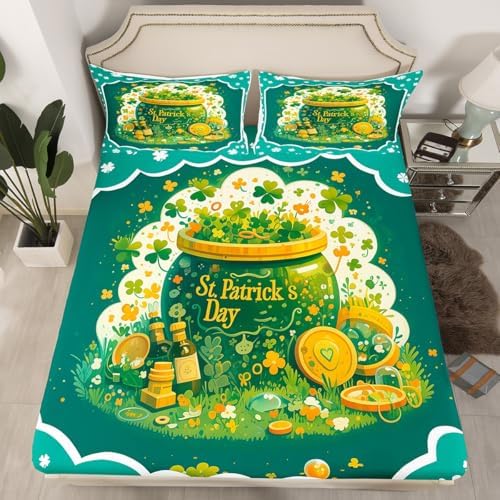 Homewish St Patricks Day Twin Sheet Set with Pillowcase