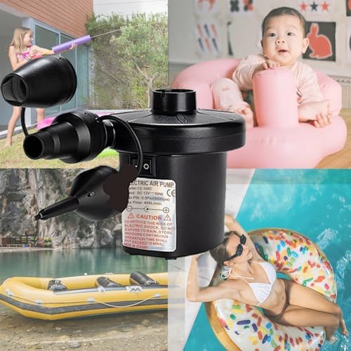 Hrbtens Electric Air Pump with 3 Nozzles 110V AC12V DC