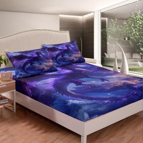 Castle Fairy Dragon Fitted Sheet Set Twin Size
