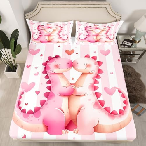 Castle Fairy Pink Dinosaur Sheet Set Kawaii Kids Bedding
