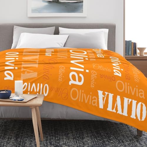 Custom Name Blanket with Personalized Design Orange