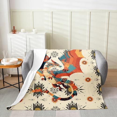 Feelyou Western Dragon Fuzzy Flannel Throw Blanket 40x50