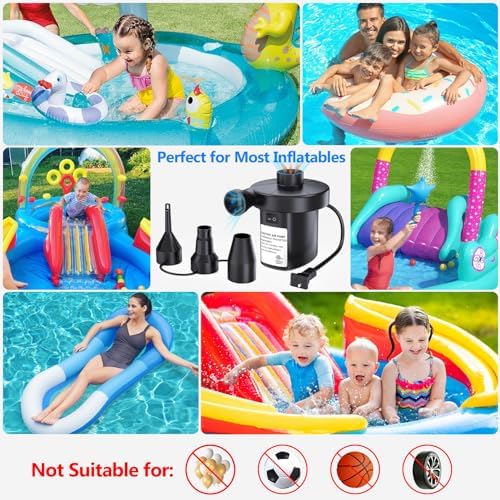 PULIDIKI Electric Air Pump with 3 Nozzles for Inflatables