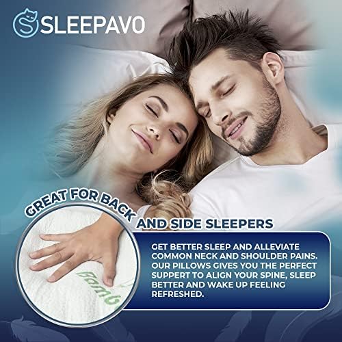 Sleepavo Memory Foam Pillows Set of 2 - Cooling Queen Size
