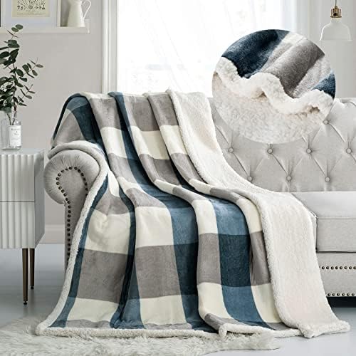 PU MEI Reversible Sherpa Fleece Throw Blanket 60 x 80