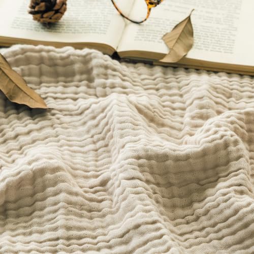 EMME Light Tan Muslin Throw Blanket 50x70