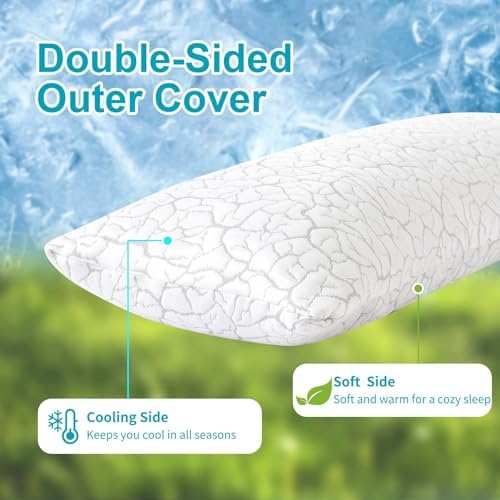 Cooling Body Pillow for Adults with Adjustable Loft Removable Cover
