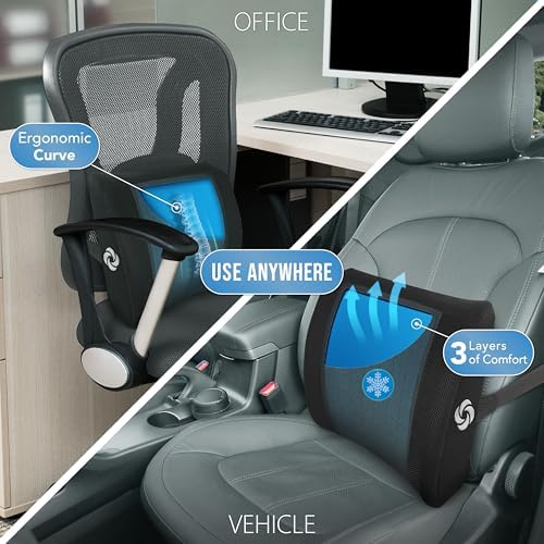 Samsonite Cooling Gel Lumbar Support Pillow for Chair and Car Seat