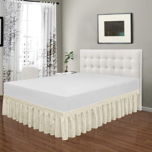 Adjustable Elastic Eyelet Bed Skirts with 145 Inch Drop