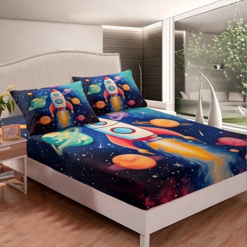 Manfei Cosmos Starry Galaxy Microfiber Sheet Set Twin