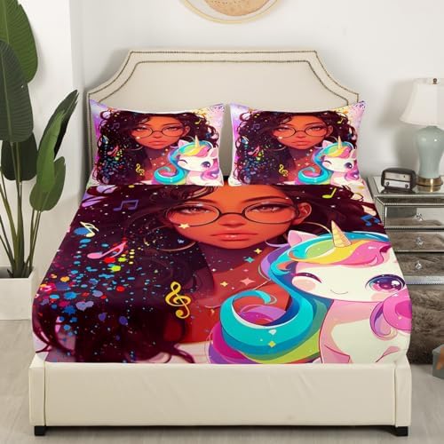 Castle Fairy Cute Unicorn Twin Sheet Set with Pillowcase 1