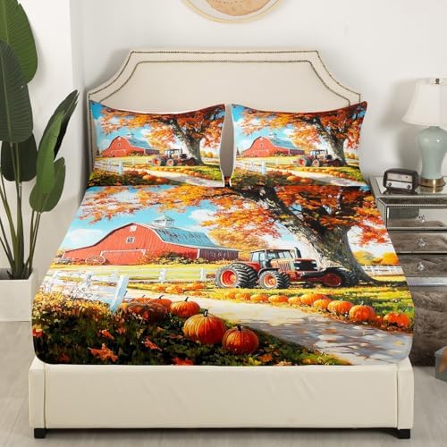 Castle Fairy Pumpkin Autumn Twin Sheet Set with Pillowcase