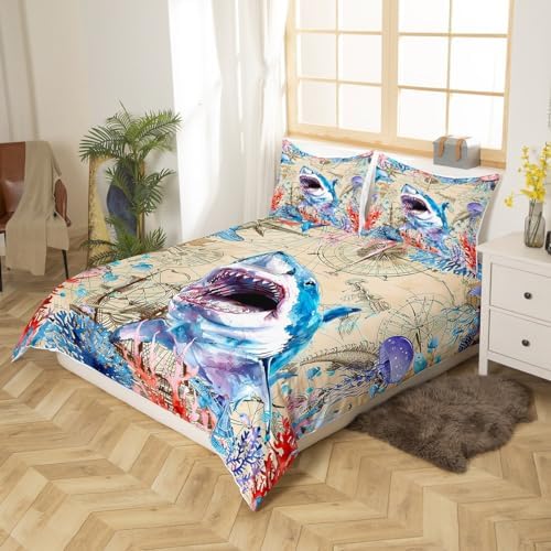 Feelyou Shark Duvet Cover Set Queen 1