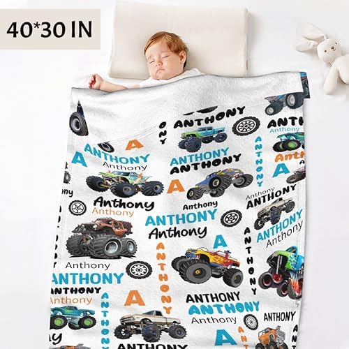 MATCHASTAR Custom Construction Trucks Flannel Throw Blanket for Kids