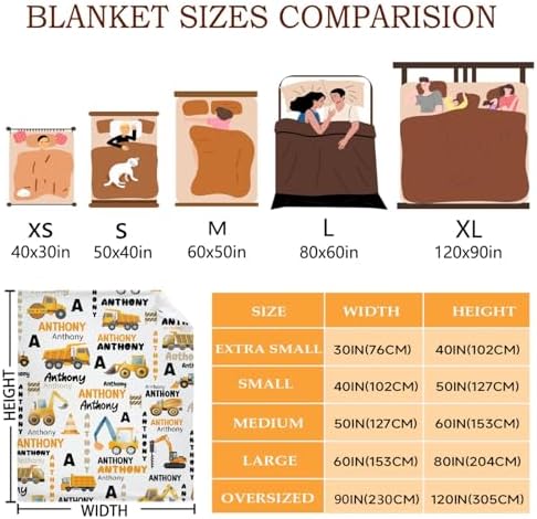 MATCHASTAR Custom Construction Trucks Flannel Throw Blanket for Kids